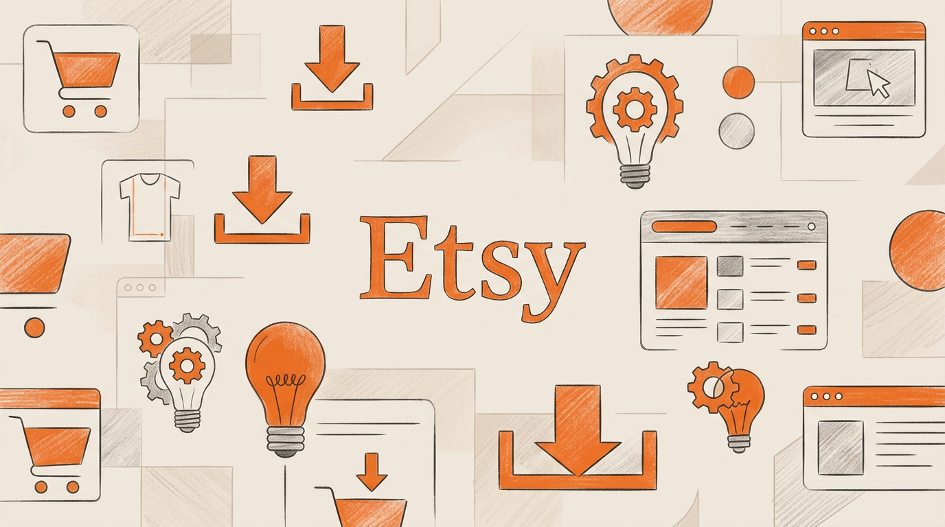Illustration for blog A Beginner's Guide to Selling Digital Downloads on Etsy