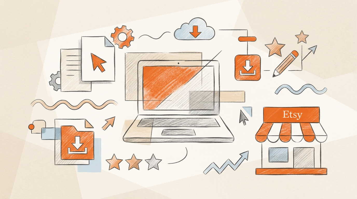 Illustration for blog Everything You Need to Know About Selling Digital Products on Etsy
